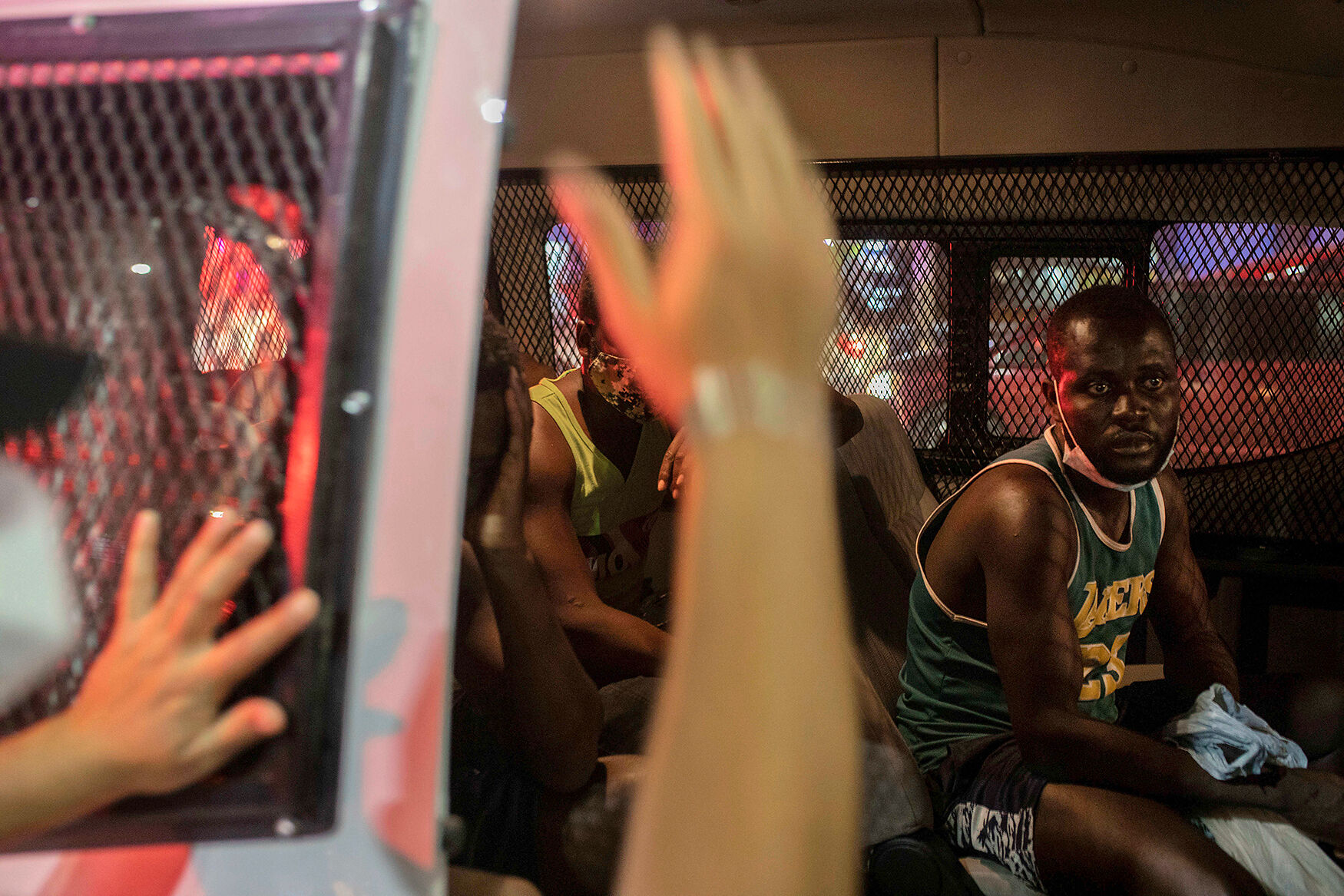 Migrants from Haiti are detained by Mexico immigration officers in Ciudad Acuña